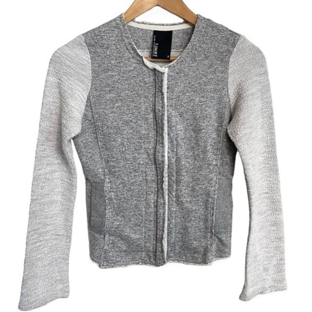 Dolan Made in USA Mixed Knit Zip Cardigan Jacket Small Minimalist Gray Lounge